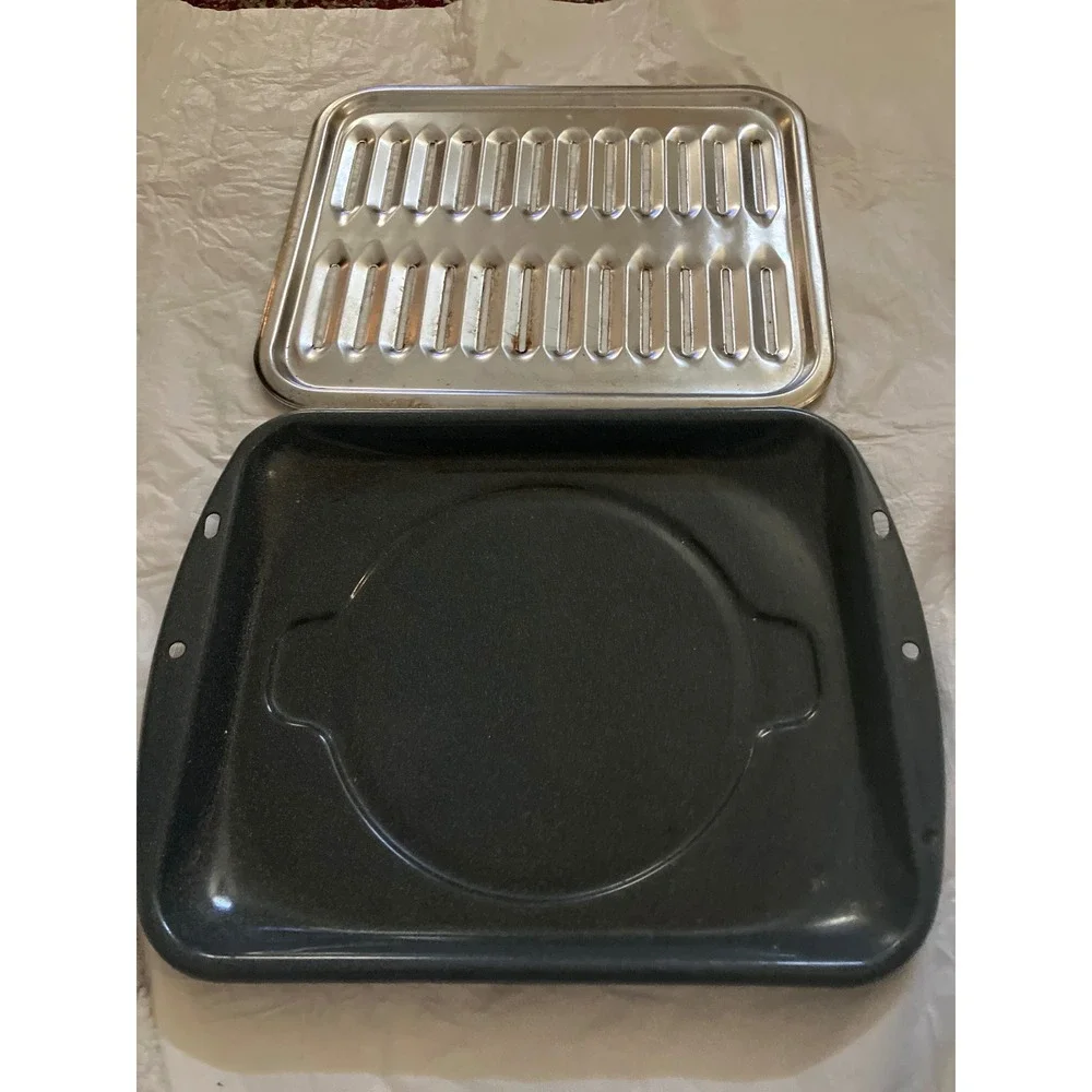 Broiler Pan Baking Tray Set Oven Grill Grate Roasting Rack Kitchen Cookware